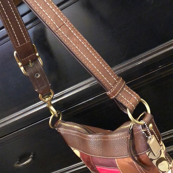 COACH Patchwork Madras Crossbody Shoulder Bag Adjustable Strap Vintage Duffle - Picture 8 of 17